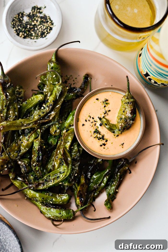 Another angle of Furikake Blistered Shishito Peppers