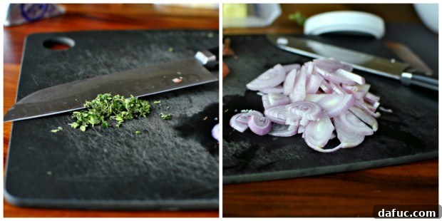 Seared Ribeye with Sweet Shallot Blue Cheese Butter 4 Chopped Thyme and Sliced Shallots for Compound Butter