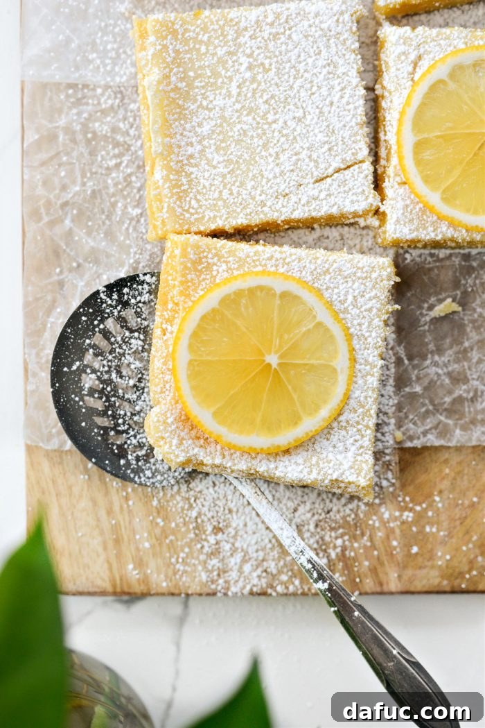 Individual Meyer Lemon Bar ready to be served