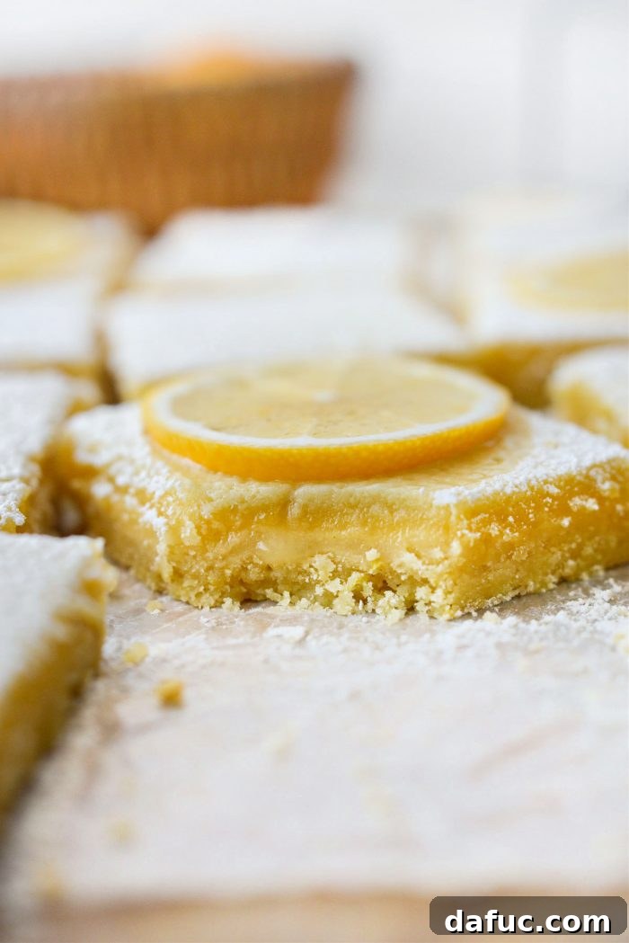 Artfully arranged Meyer Lemon Bars on a serving plate