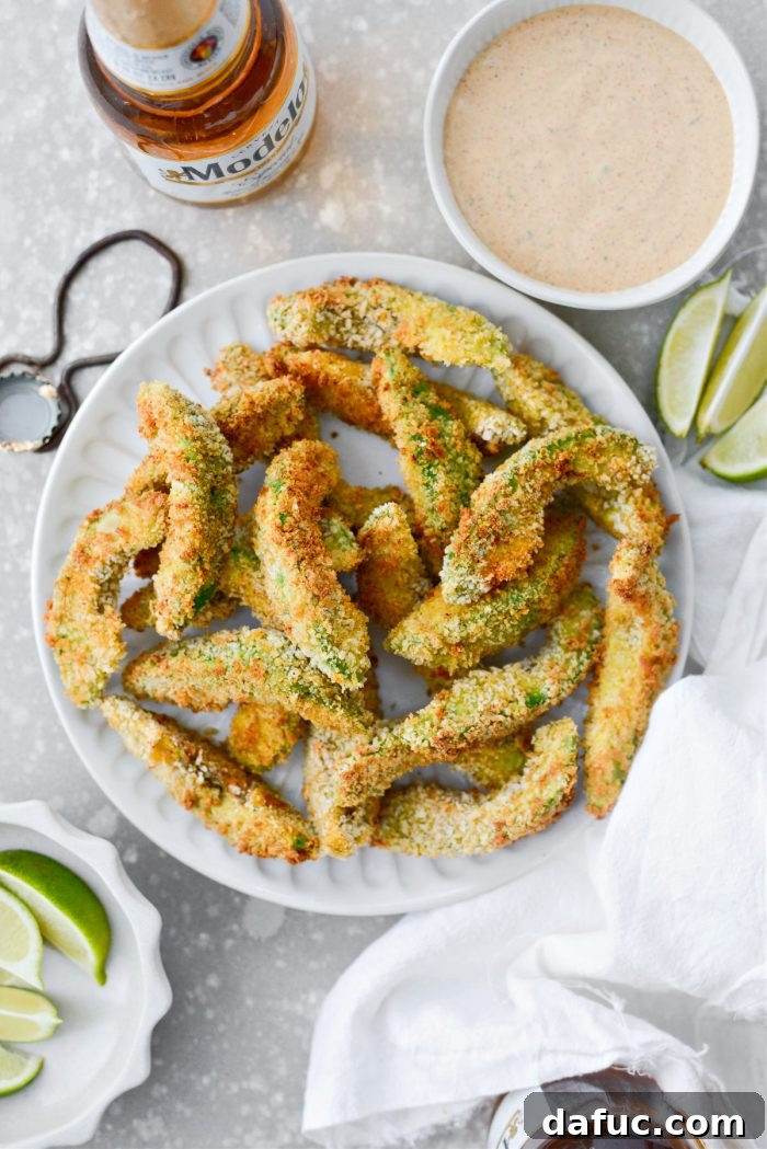 Platter of Air Fryer Avocado Fries with Southwest Ranch