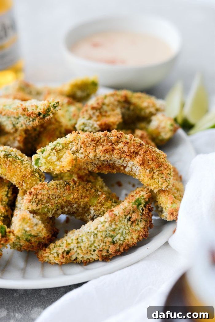 Air Fryer Avocado Fries with a bowl of dipping sauce