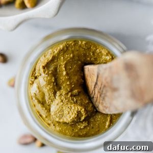 Homemade Pistachio Butter in a jar