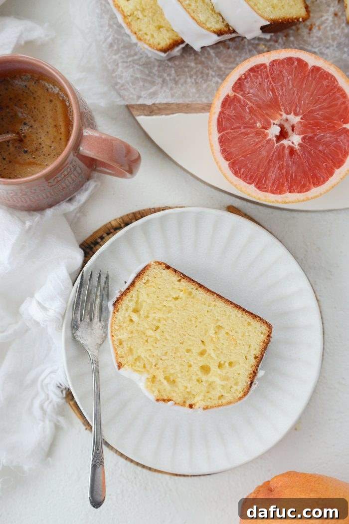 Creamy Grapefruit Zing Cake 18 Another view of the Grapefruit Sour Cream Cake, perfectly iced and awaiting enjoyment