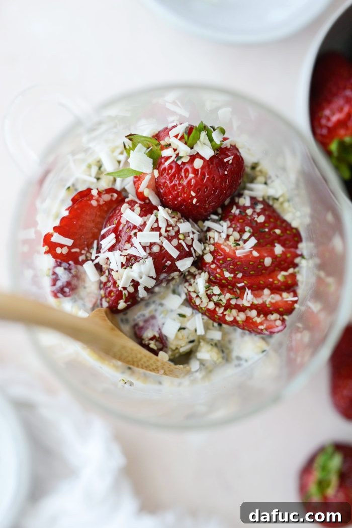 Creamy Strawberry Overnight Oats 2 Strawberries and Cream Overnight Oats, a vibrant and healthy breakfast in a jar.