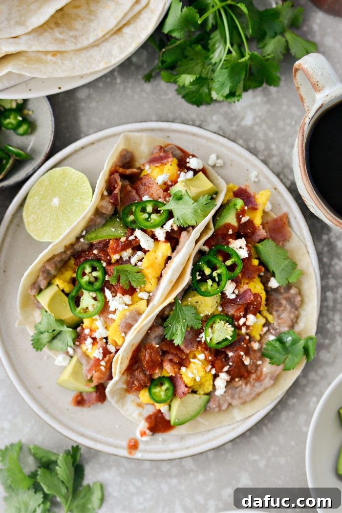 Delicious and vibrant Breakfast Tacos, ready to be enjoyed