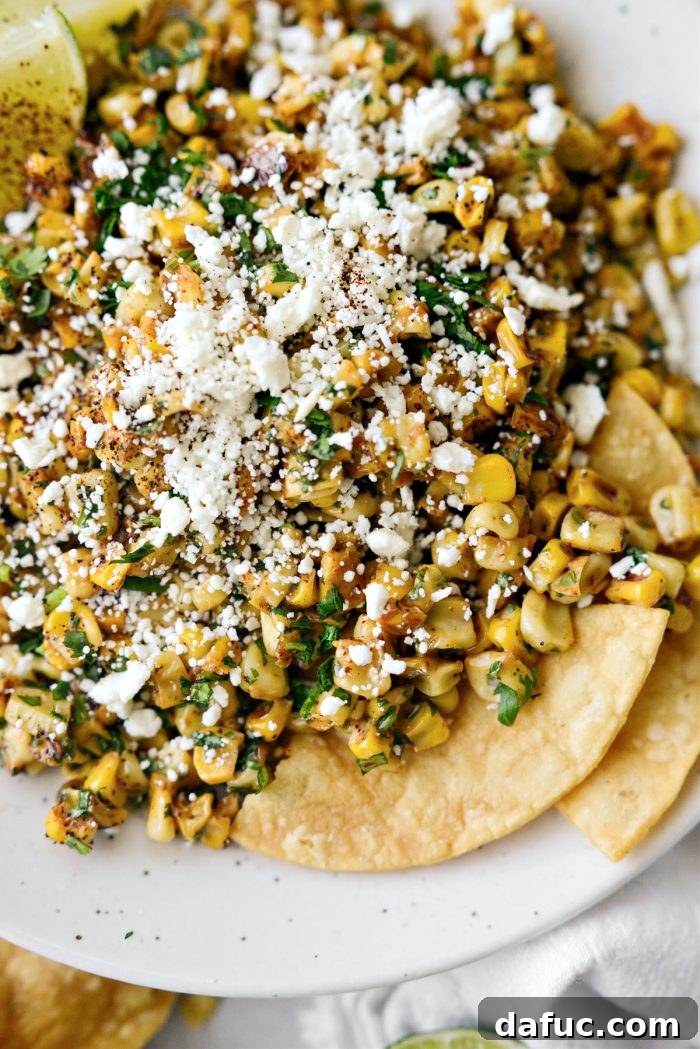 Zesty Mexican Street Corn Dip 10 Close-up of Mexican Street Corn Salsa ready to be enjoyed