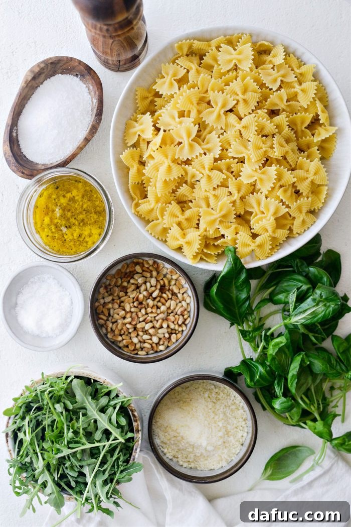 Bright Lemon Basil Parmesan Pasta Salad 4 Individual ingredients for Lemon Basil Parmesan Pasta Salad