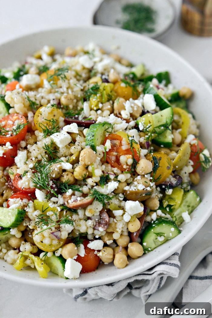 Vibrant Mediterranean Couscous Salad 13 A close-up of the delicious Greek Couscous Salad.