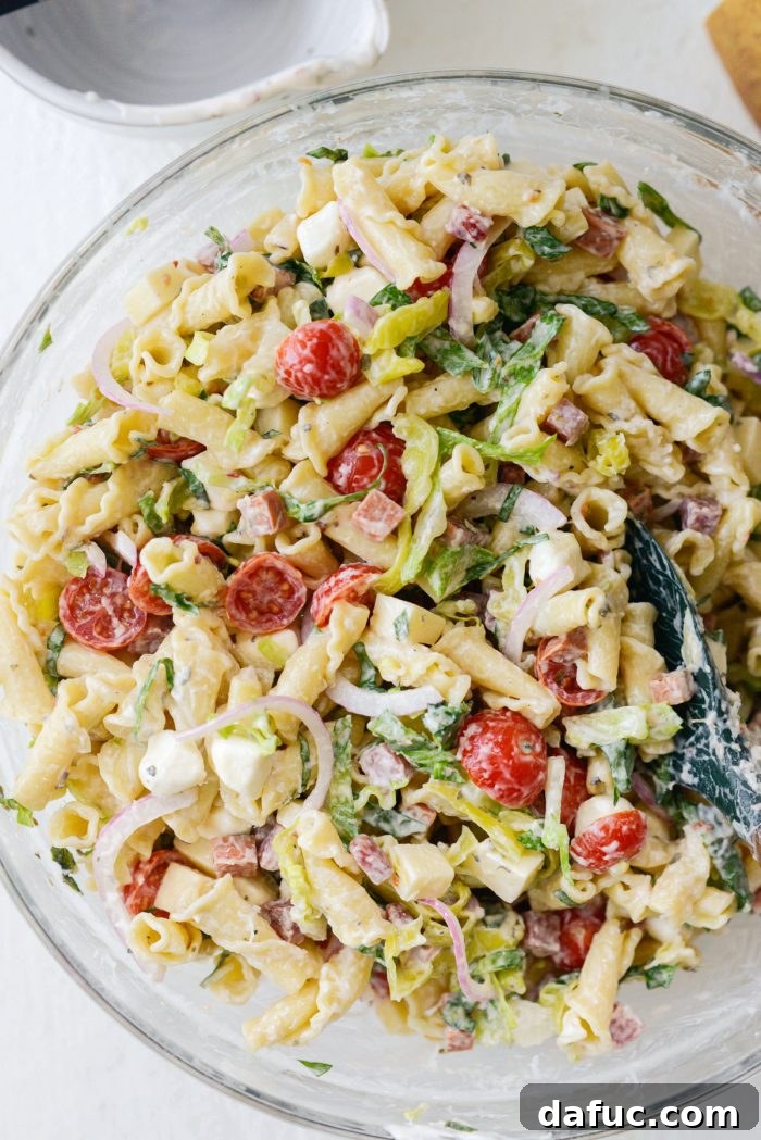 Mixed Italian Grinder Pasta Salad in a bowl
