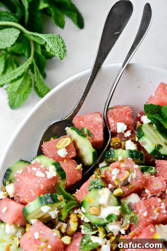 Refreshing Watermelon Feta Cucumber Salad 13 Final plated Cucumber Watermelon Feta Salad