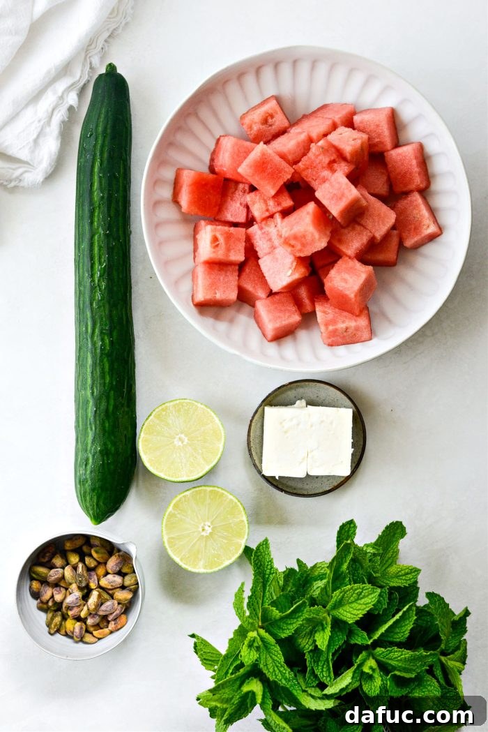 Refreshing Watermelon Feta Cucumber Salad 4 Freshly sliced English cucumbers for a refreshing salad