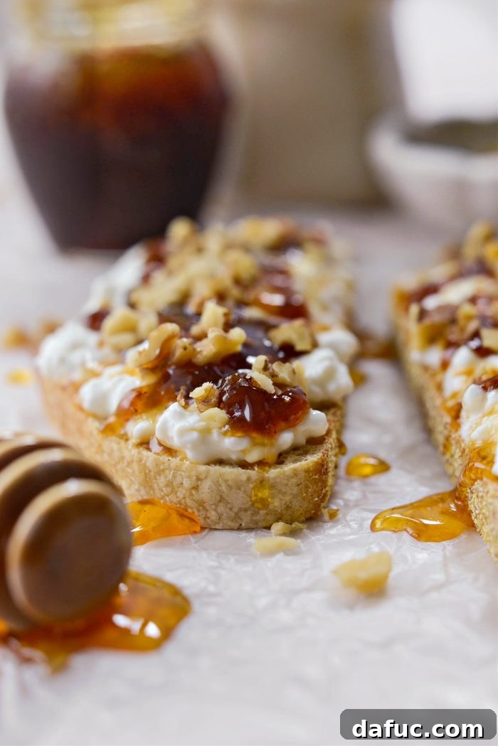 Honeyed Fig & Creamy Cottage Cheese Toast 8 Another perspective of the gourmet Honey Fig Jam and Cottage Cheese Toast.