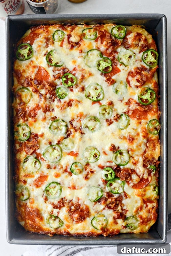 Freshly baked Bacon Jalapeño Focaccia Pizza just out of the oven