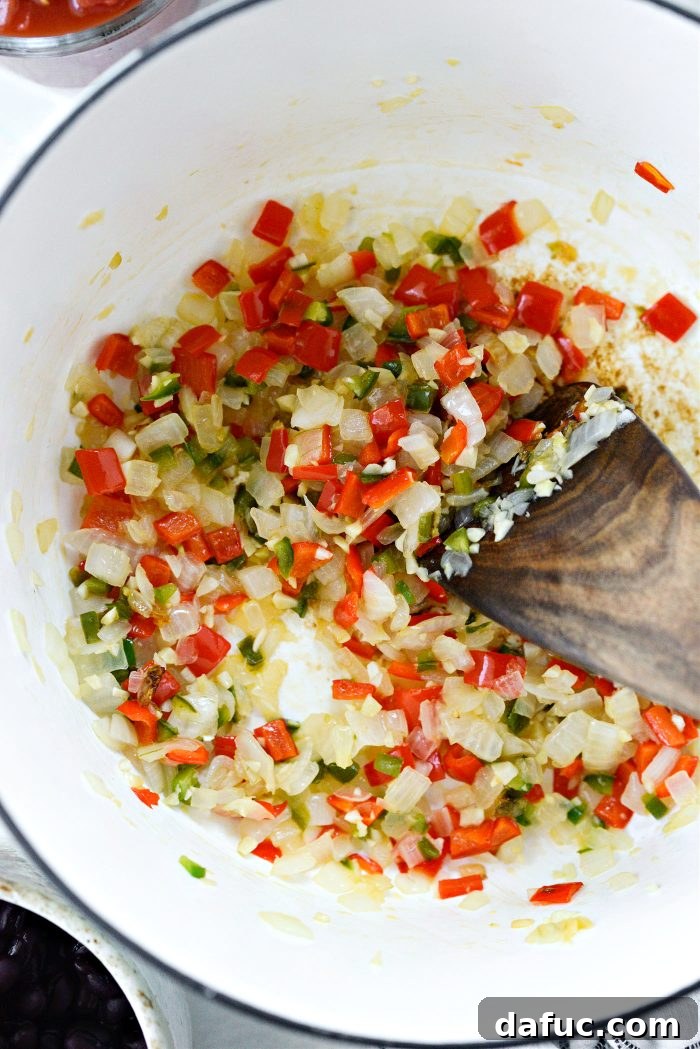 Sautéed vegetables for Sweet Potato Turkey Chili