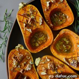 A smaller image of the finished Roasted Maple Rosemary Honeynut Squash for the recipe card.
