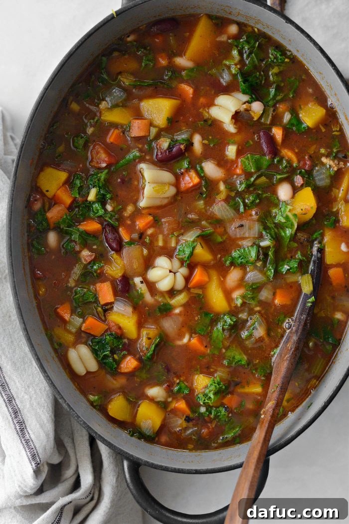 Golden Autumn Pumpkin Minestrone 16 Kale wilted into the minestrone soup