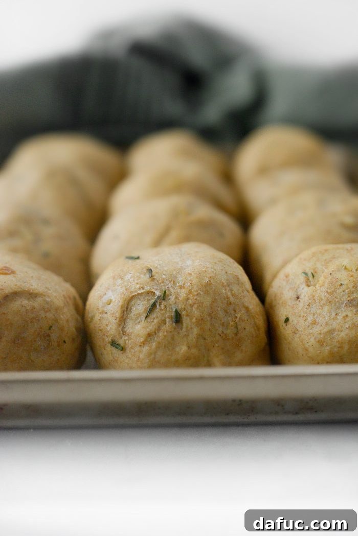 Fragrant Rosemary and Sweet Caramelized Onion Whole Wheat Rolls 25 second rise