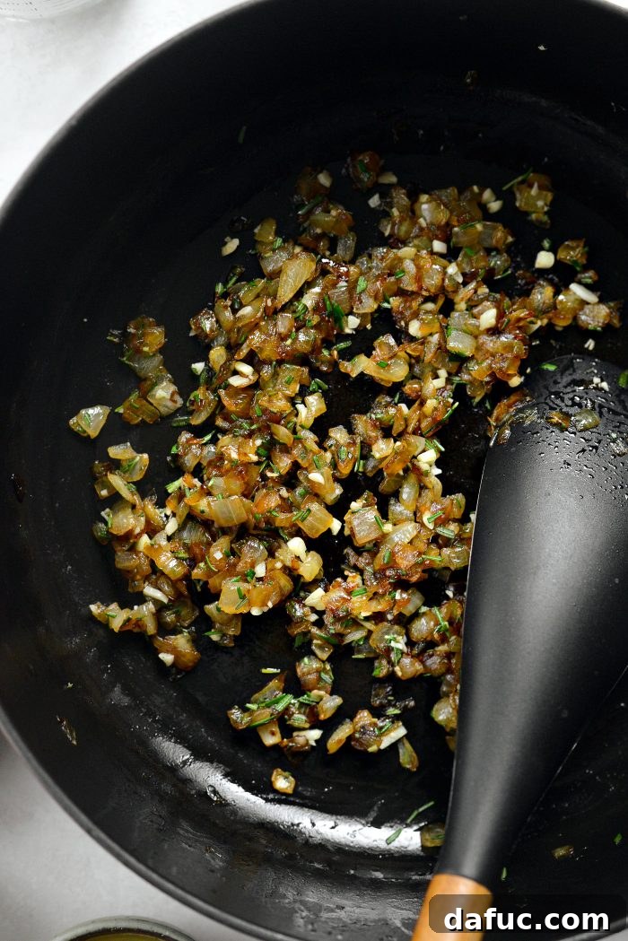 Fragrant Rosemary and Sweet Caramelized Onion Whole Wheat Rolls 7 stir and cook 2 minutes