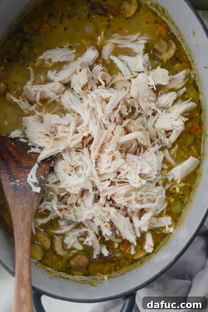 Add in shredded leftover turkey