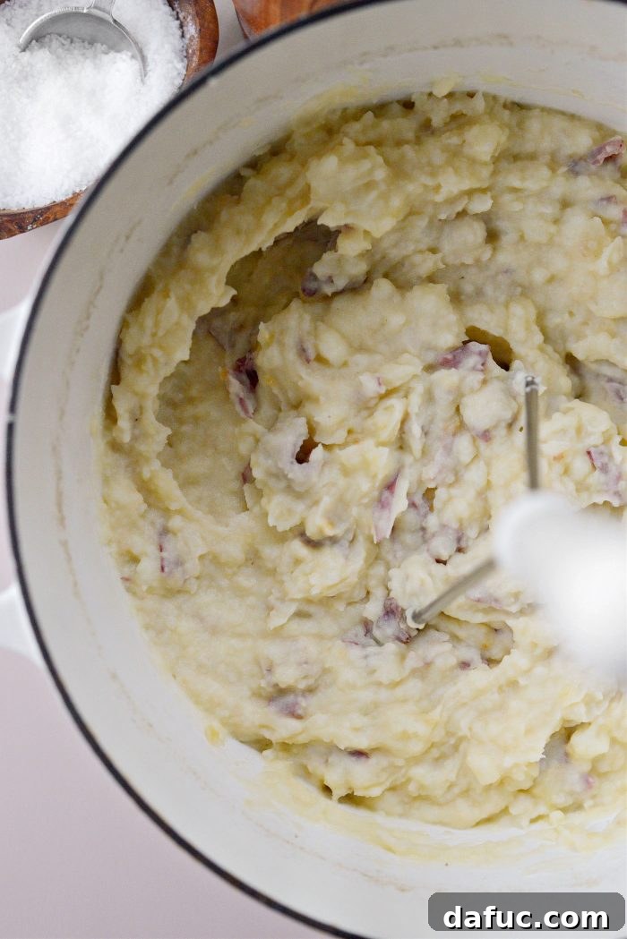 Velvet Garlic Potatoes 12 Successfully mashed potatoes, showing some small lumps for texture