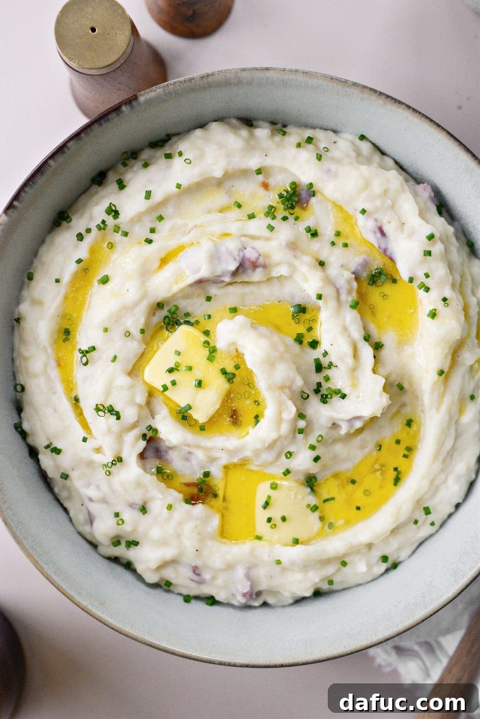 Velvet Garlic Potatoes 16 Bowl of freshly made Roasted Garlic Mashed Potatoes, garnished