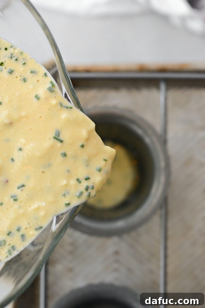Fluffy Bacon Gruyere Clouds 12 Divide batter among pan