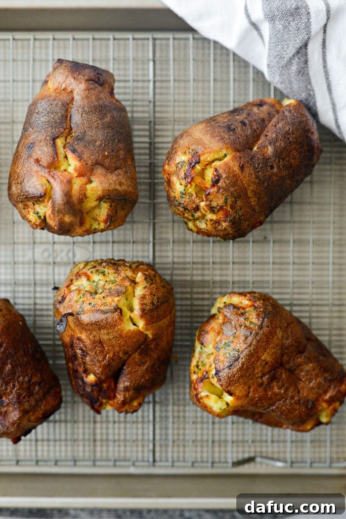 Fluffy Bacon Gruyere Clouds 15 transfer popovers to wire rack