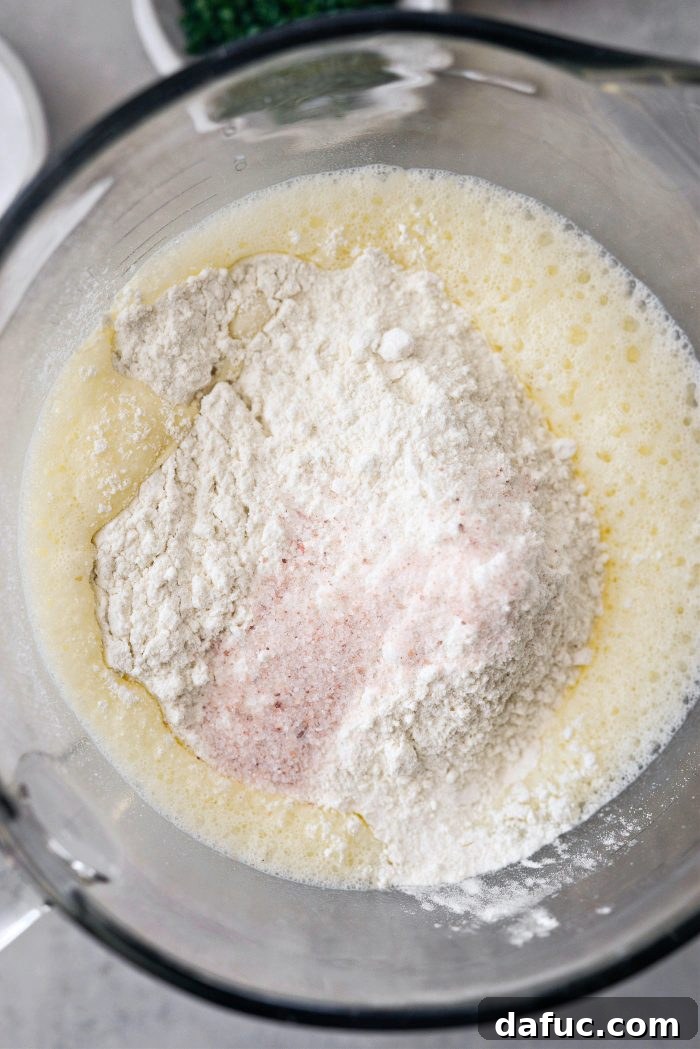 Fluffy Bacon Gruyere Clouds 9 Add flour and salt