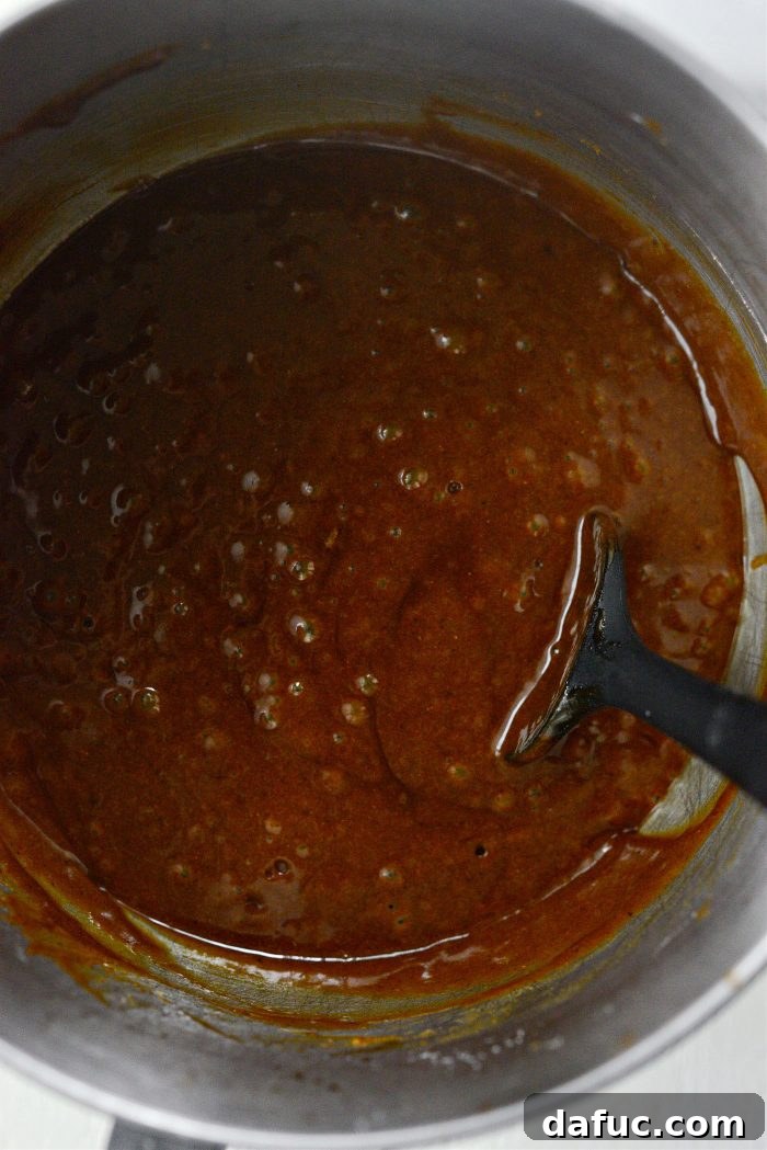 Rich brown gingerbread cake batter