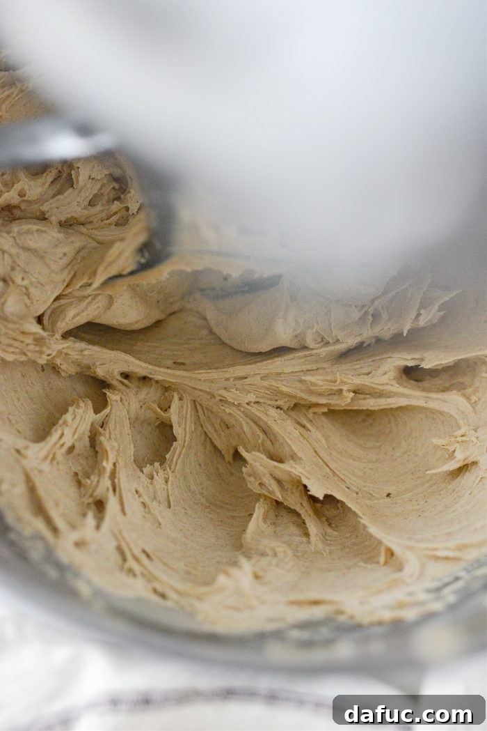 Finished brown sugar frosting, light and fluffy