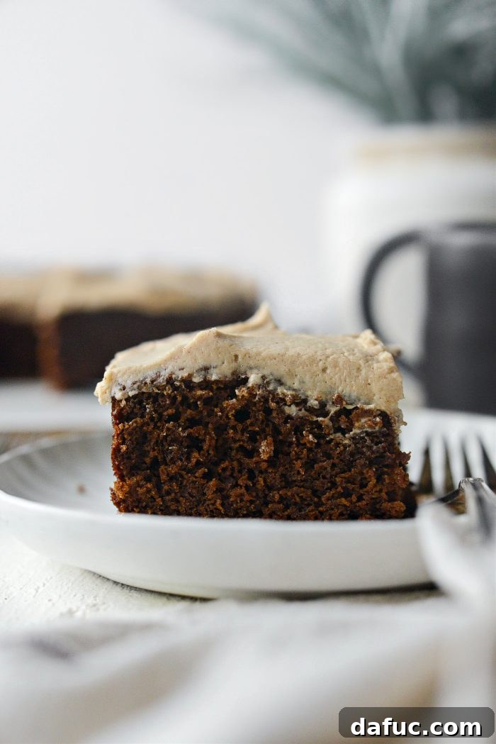 Gingerbread Cake slice ready to be enjoyed