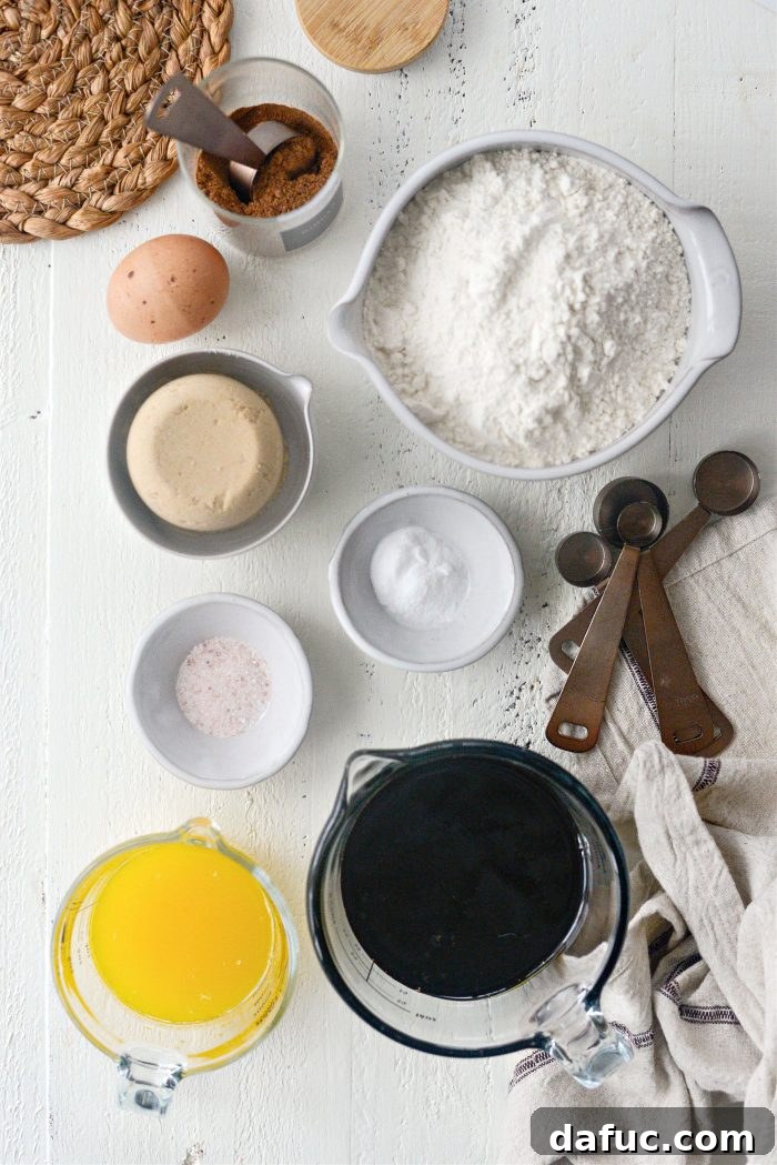 Ingredients laid out for making Gingerbread Cake