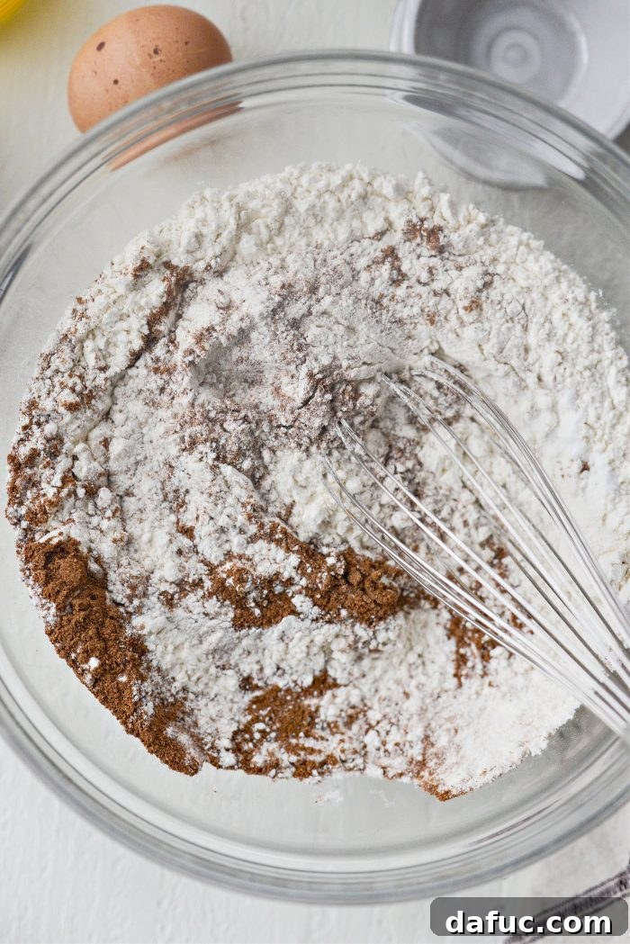 Whisked dry ingredients for Gingerbread Cake