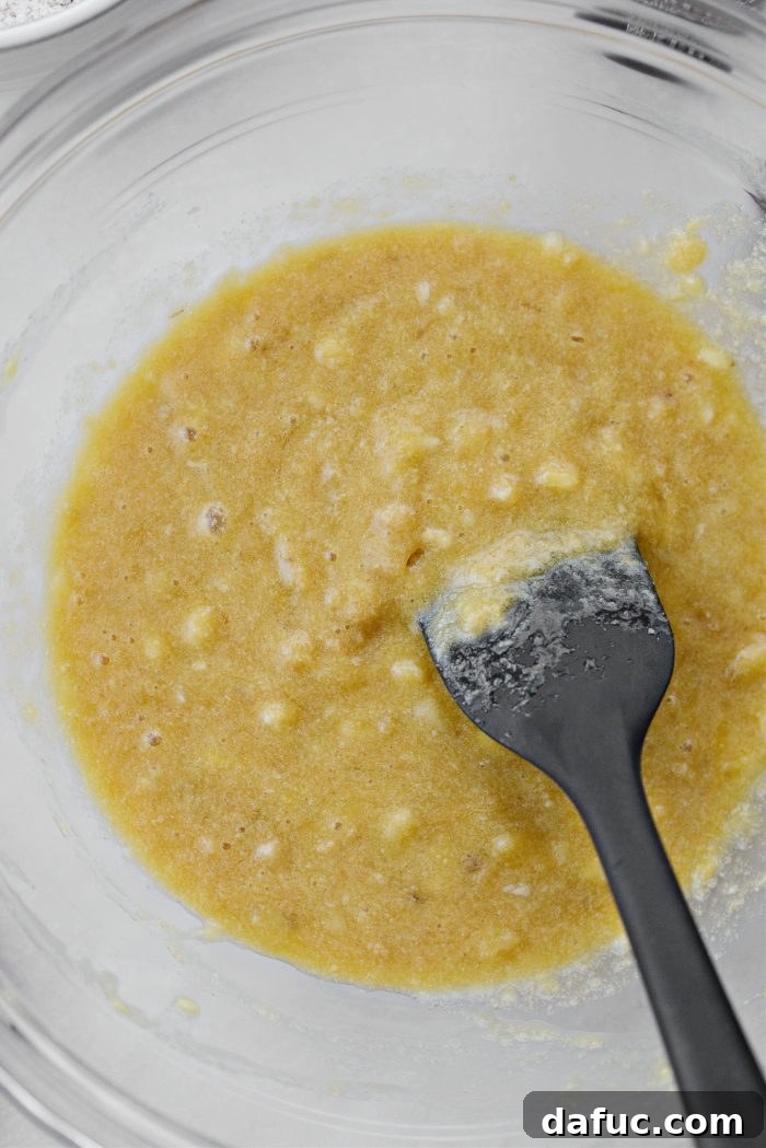 Wet ingredients stirred well to combine