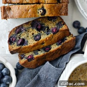 Delicious Blueberry Banana Bread loaf