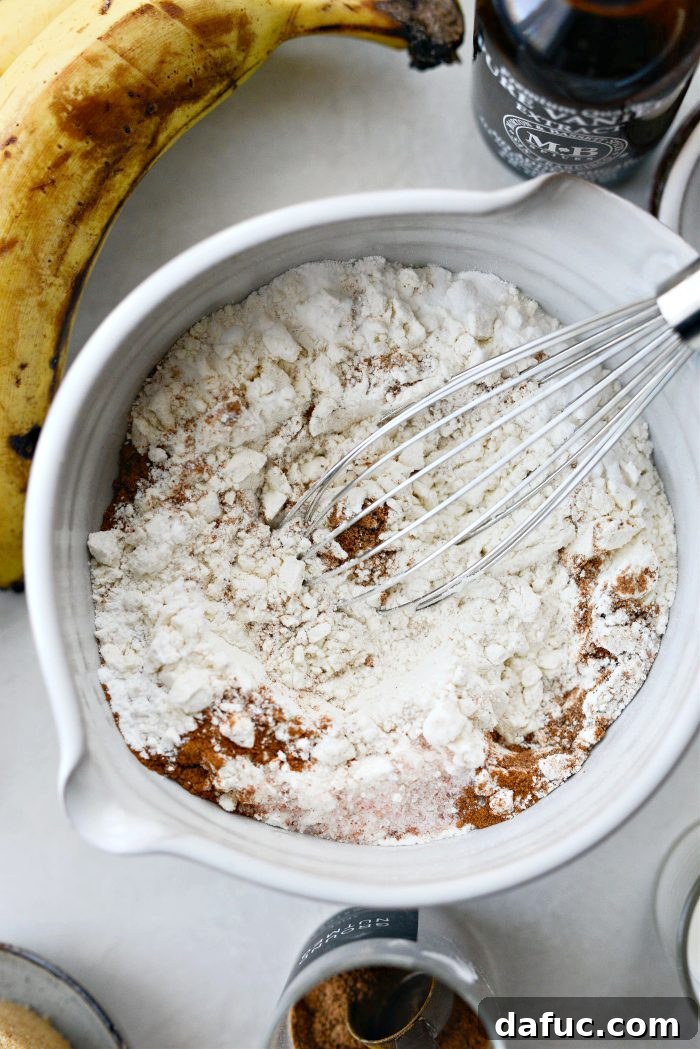 Dry ingredients whisked together in a bowl
