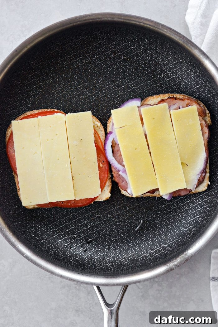 Irish Toast Delight 12 Placing the two halves of the Irish Toasted Special into a lightly greased skillet