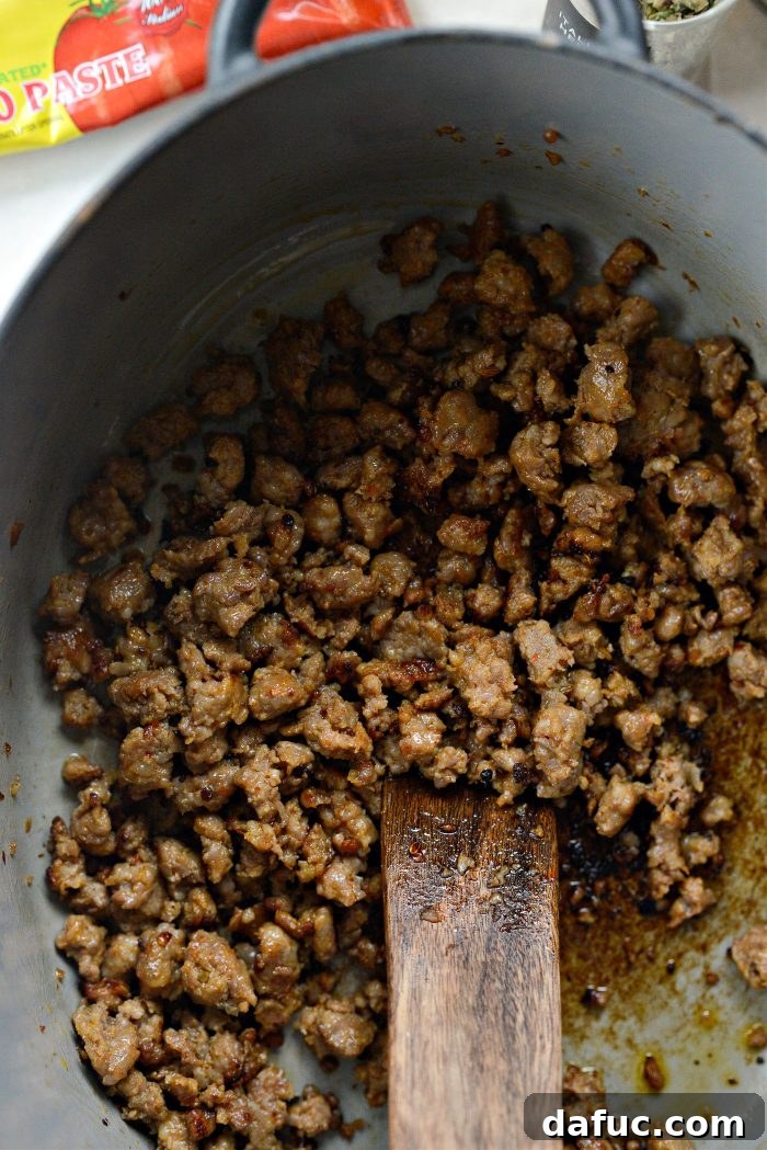 browned Italian sausage