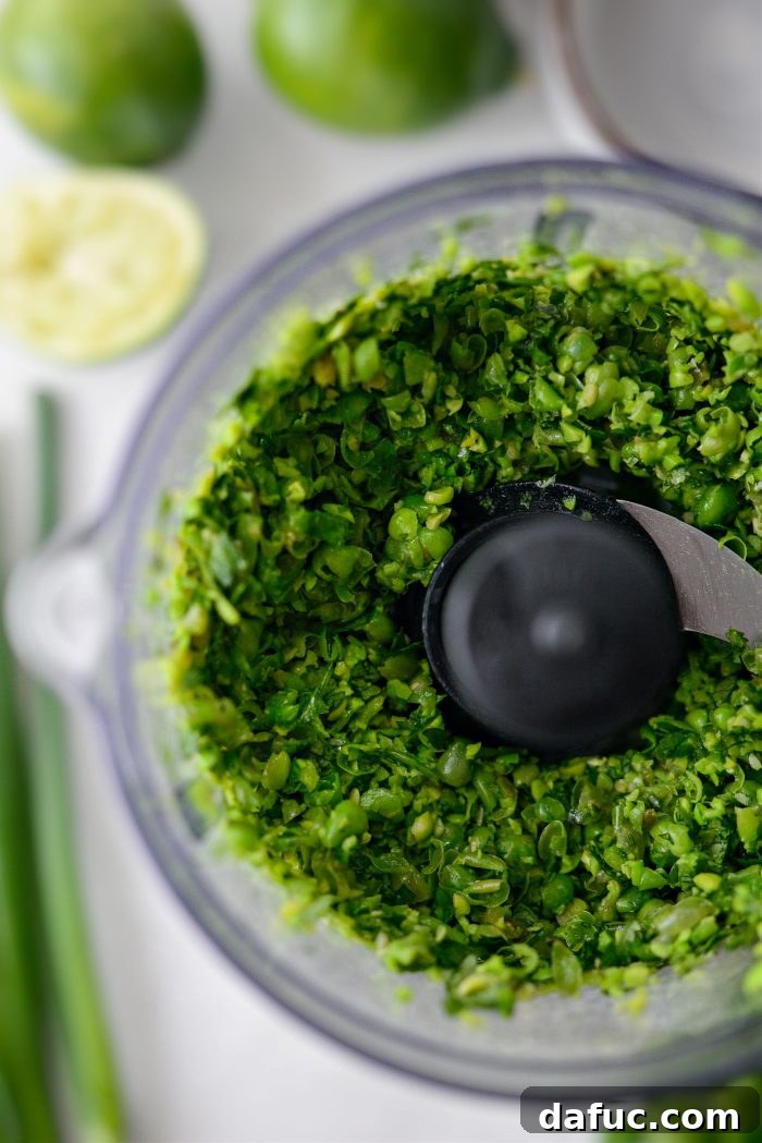 Vibrant Serrano Sweet Pea Guacamole 10 Pulsed sweet pea and serrano mixture, ready to be added to avocado