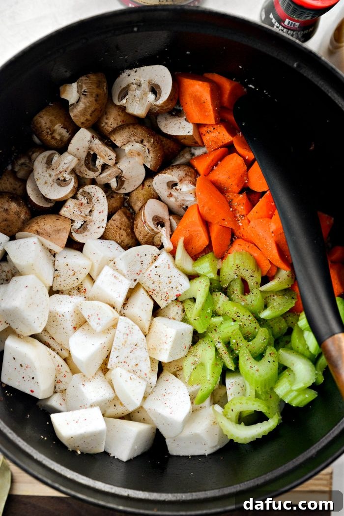 Hunter's Hearty Venison Pot 14 add veggies and pepper to pot