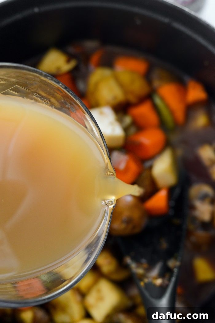 Hunter's Hearty Venison Pot 17 Pour on beef stock/broth