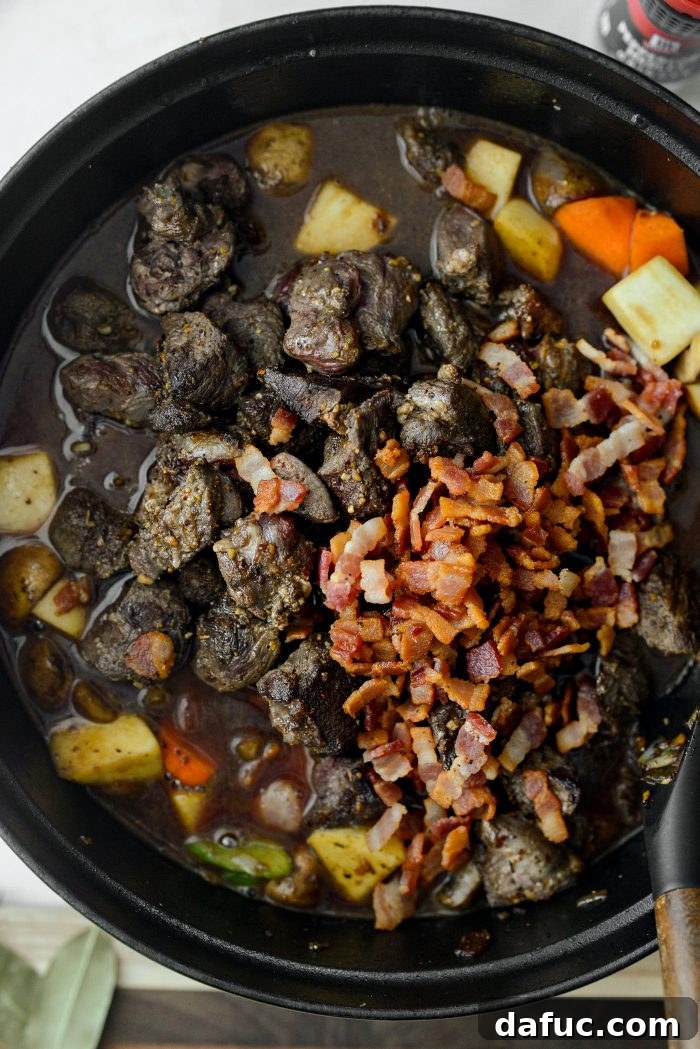 Hunter's Hearty Venison Pot 19 add venison and bacon back in