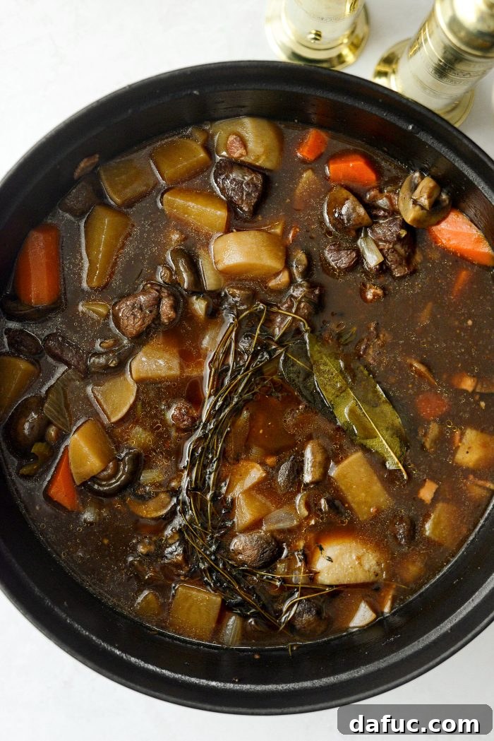 Hunter's Hearty Venison Pot 22 once cooked, remove them and bay leaves