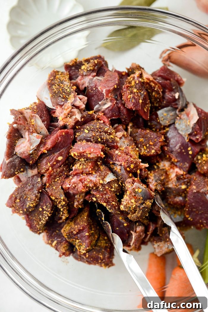 Hunter's Hearty Venison Pot 8 venison tossed in seasoning