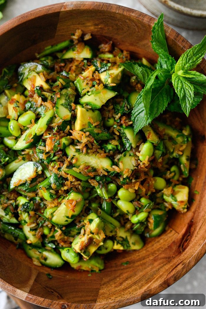 Zesty Crisped Rice Medley 2 Crispy Rice Salad - A vibrant, texture-rich salad with crispy rice, cucumber, edamame, and avocado