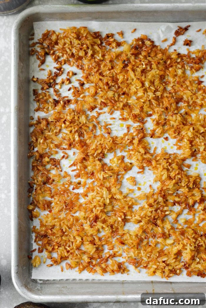 Zesty Crisped Rice Medley 11 Deeply golden and crispy baked rice cooling