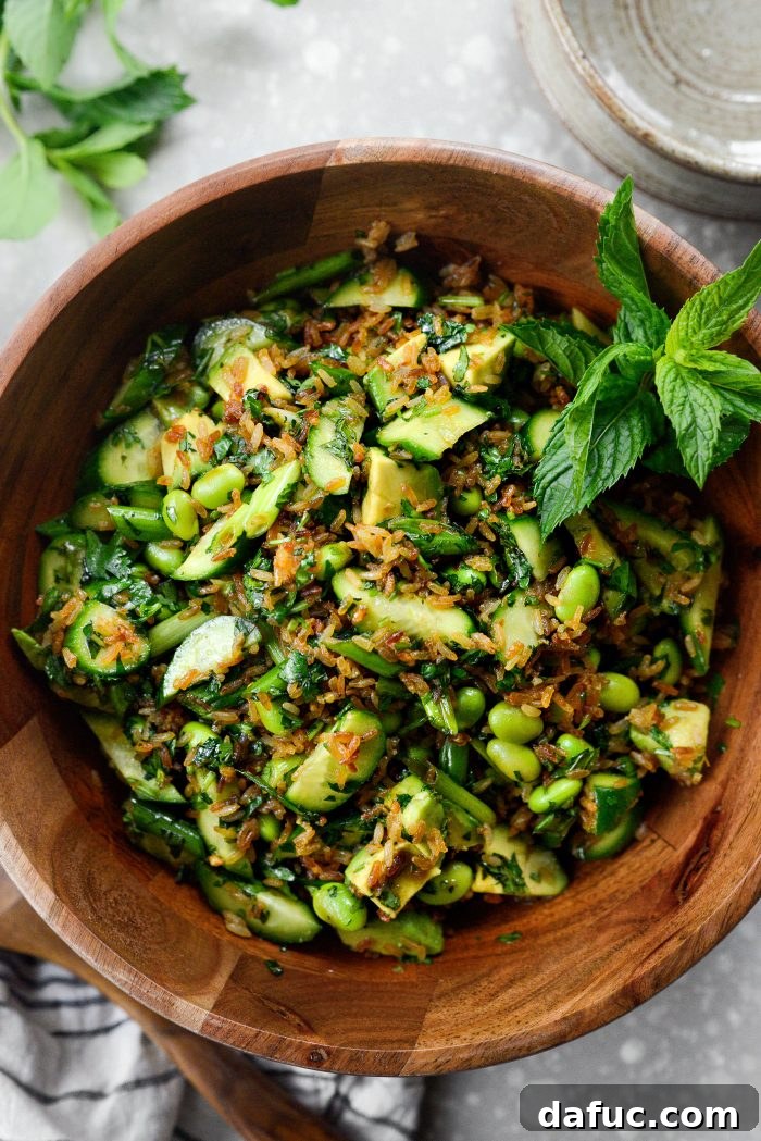Zesty Crisped Rice Medley 18 Crispy Rice Salad served in a bowl, ready to eat