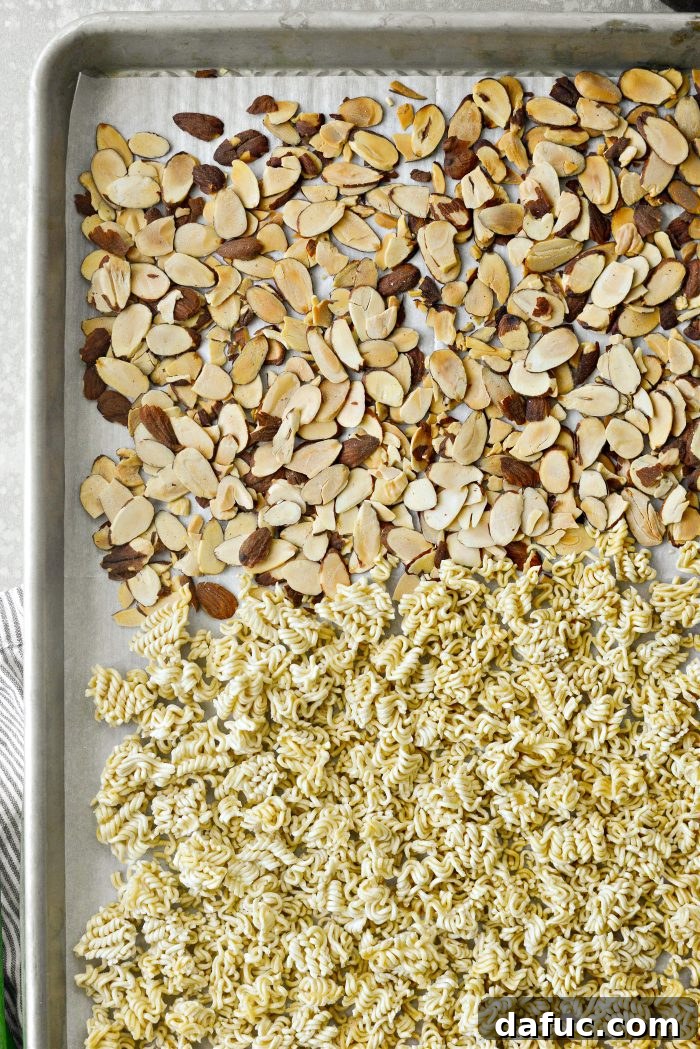 Crispy Asian Ramen Salad 8 toasted almonds and ramen