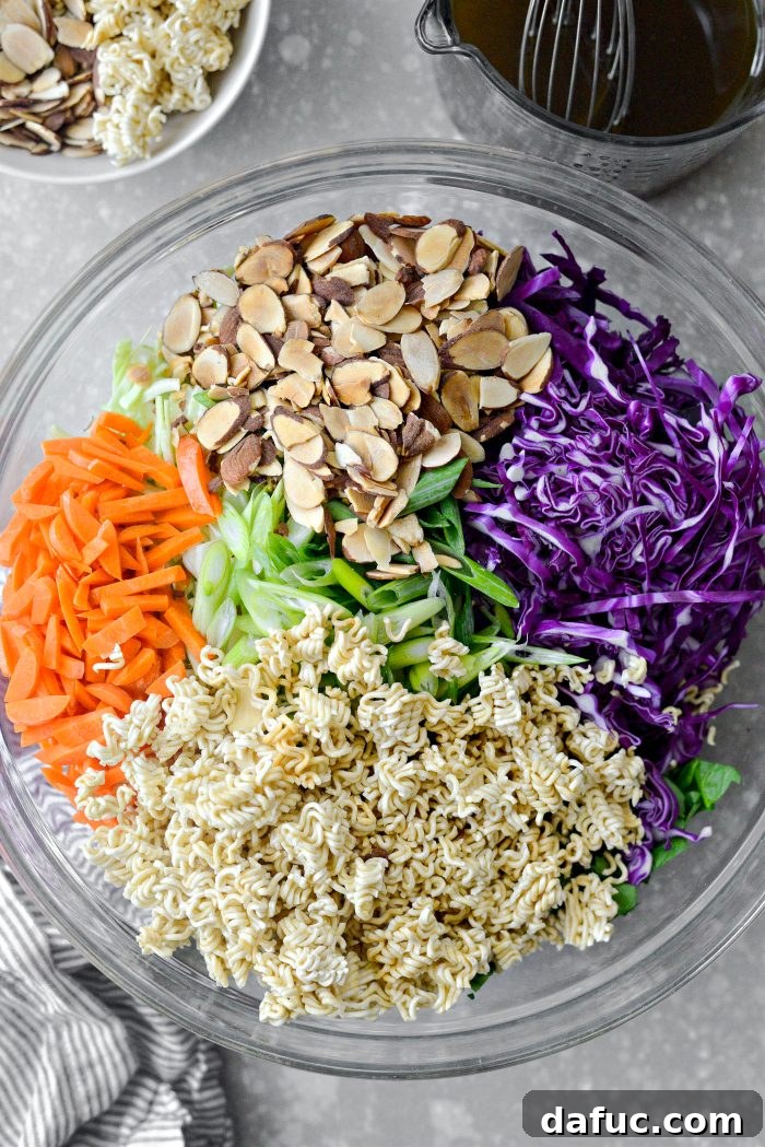 Crispy Asian Ramen Salad 10 add toasted almonds and ramen to bowl